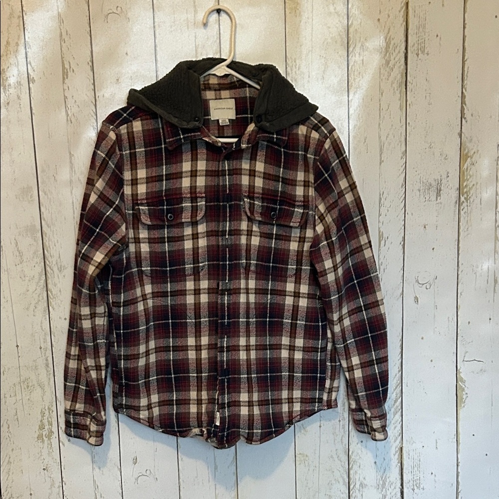 American Eagle Outfitters Men’s Plaid Jacket with Hood